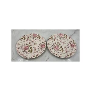Johnson Bros Rose Chintz Dinner Plates Pink Floral Made in England Set of 2 10"